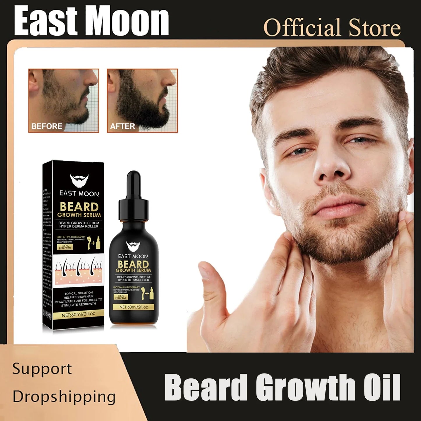 Men Beard Growth Serum Hair Styling Essential Oil Grow Beard Thicker anti Hair Loss Products Softening Moisturizing Beard Liquid
