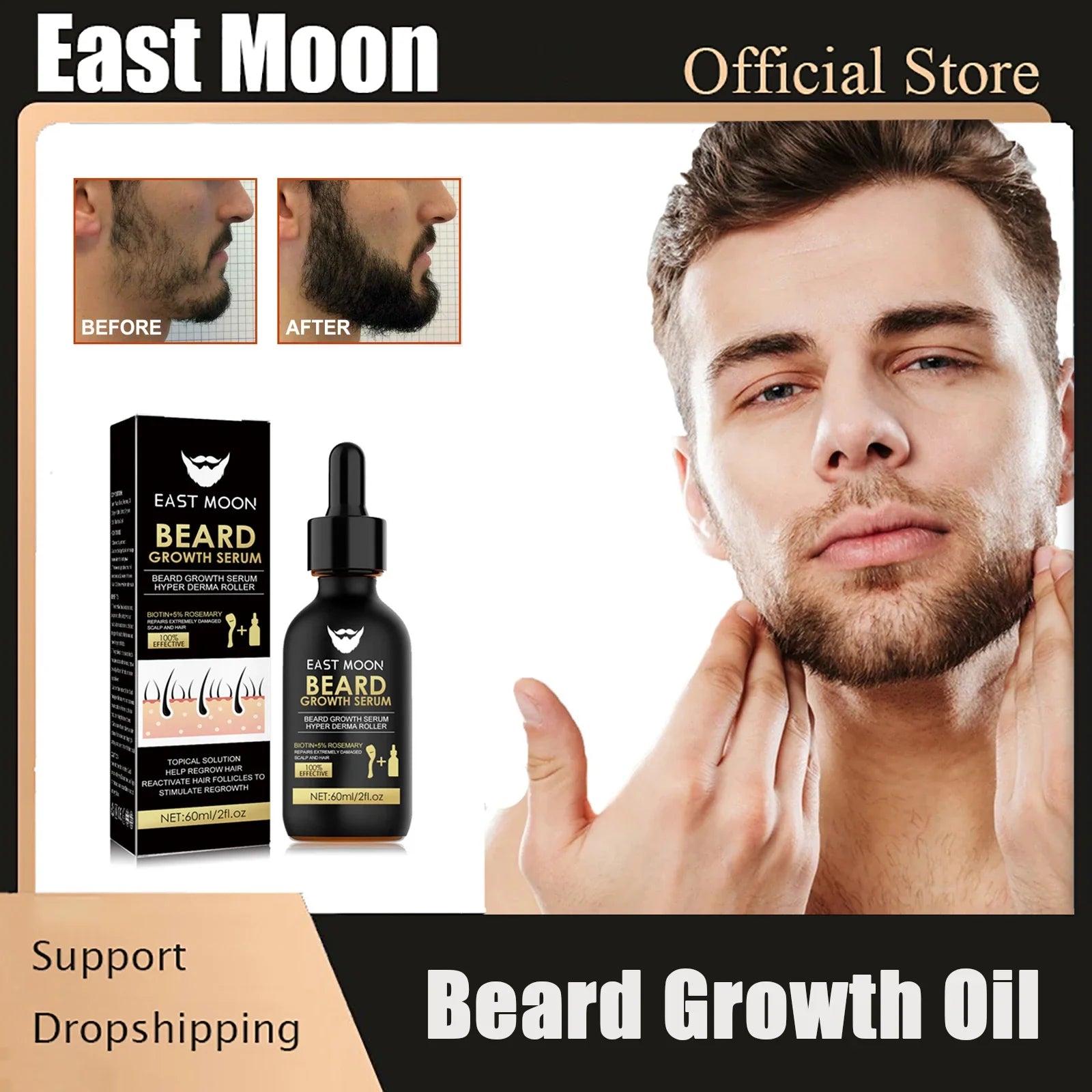 Men Beard Growth Serum Hair Styling Essential Oil Grow Beard Thicker anti Hair Loss Products Softening Moisturizing Beard Liquid